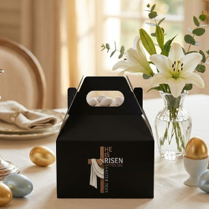 Personalized He Is Risen Vintage Easter Cross Favor Box