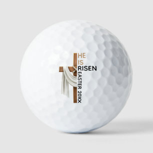 Personalized He Is Risen Vintage Easter Cross Golf Balls