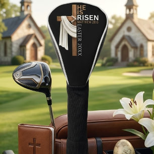 Personalized He Is Risen Vintage Easter Cross Golf Head Cover