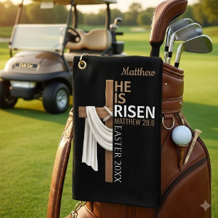 Personalized He Is Risen Vintage Easter Cross Golf Towel