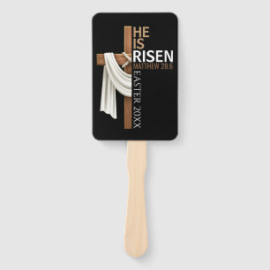 Personalized He Is Risen Vintage Easter Cross Hand Fan