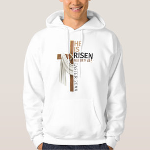 Personalized He Is Risen Vintage Easter Cross Hoodie
