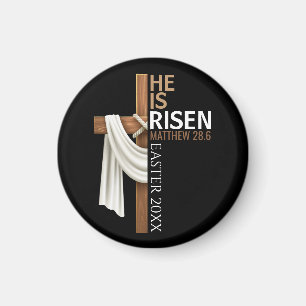 Personalized He Is Risen Vintage Easter Cross Magnet