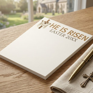 Personalized He Is Risen Vintage Easter Cross Notepad