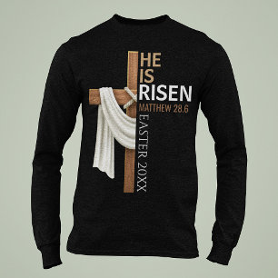 Personalized He Is Risen Vintage Easter Cross T-Shirt