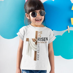 Personalized He Is Risen Vintage Easter Cross T-Shirt