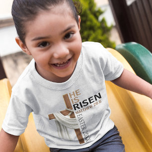 Personalized He Is Risen Vintage Easter Cross Toddler T-shirt