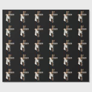 Personalized He Is Risen Vintage Easter Cross Wrapping Paper