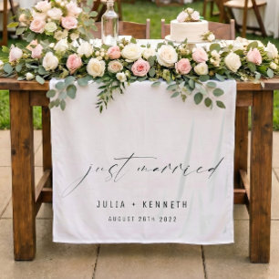 Personalized Head Table Decor Just Married Wedding Tapestry