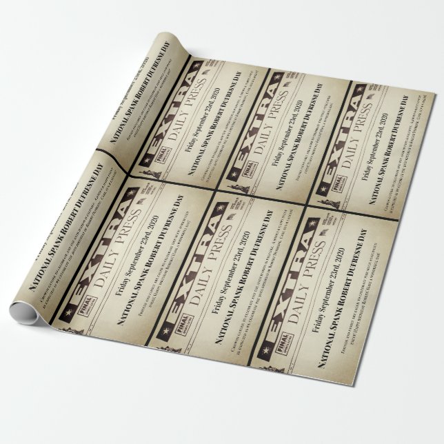 Personalized Headlines Two Stories Wrapping Paper (Unrolled)