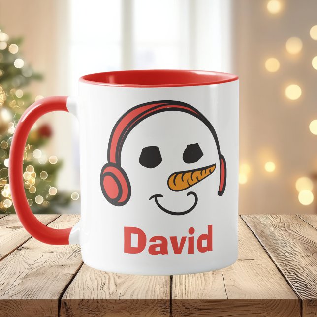 Personalized Headphones Music Snowman Mug (Personalized Headphones Music Snowman Mug
)