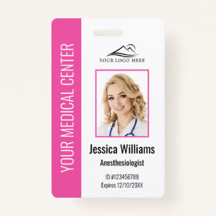 Personalized Healthcare Employee Pink ID Badge