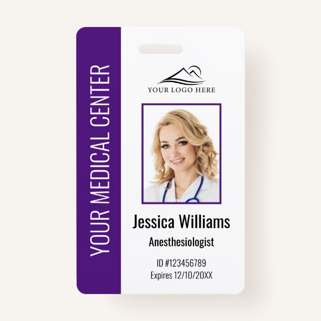 Personalized Healthcare Employee Purple ID Badge (Front)