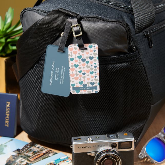 Personalized Heart Ablaze Pattern Luggage Tag (Front & Back)