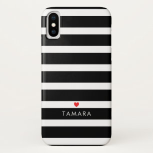 Personalized Heart and Black Stripes Case-Mate iPhone Case