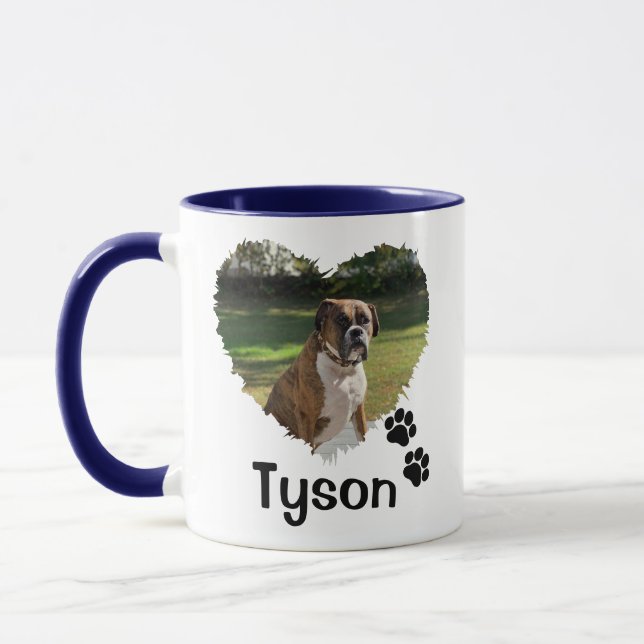 Personalized Heart and Paws Pet Photo Two-Tone Cof Mug (Left)