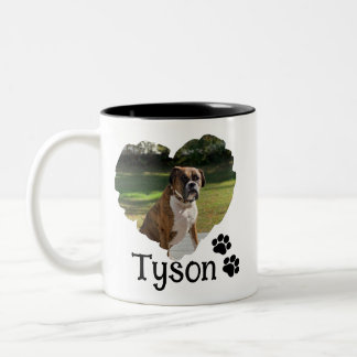 Personalized Heart and Paws Pet Photo Two-Tone Coffee Mug
