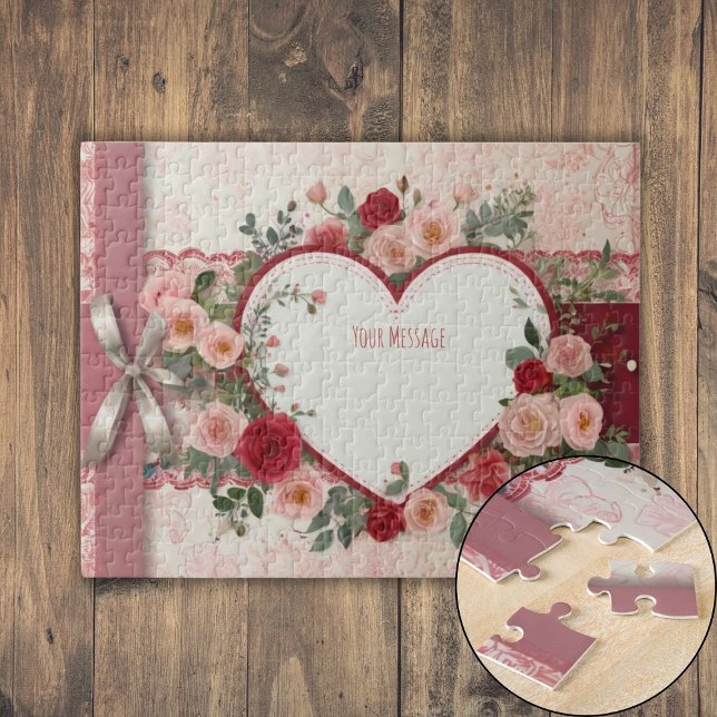 Personalized Heart and Rose Jigsaw Puzzle (Personalized Heart and Rose Jigsaw Puzzle)