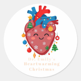 Personalized Heart Christmas Doctor Classic Round Sticker