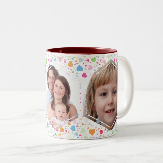 Personalized Heart Collage Photo Two-Tone Coffee Mug (Front Right)
