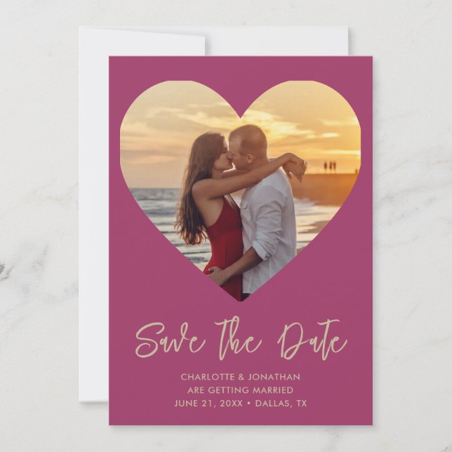 Personalized Heart Cutout Wedding Photo  Save The Date (Front)