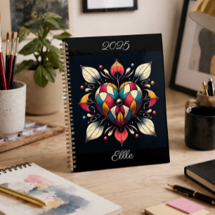 Personalized Heart Design Colourful Bold Artistic Planner