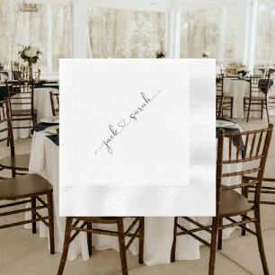 Personalized Heart Font Couple Names Wedding Napkin