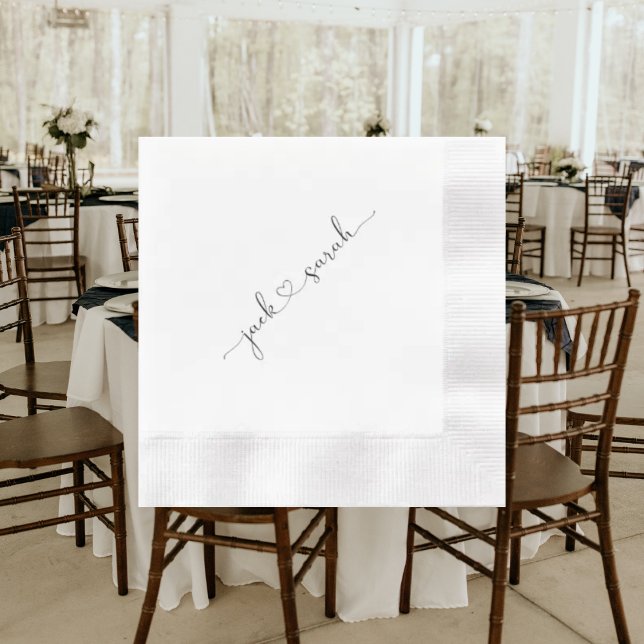 Personalized Heart Font Couple Names Wedding Napkin (Creator Uploaded)