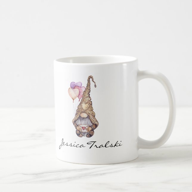 Personalized Heart Gnome Coffee Mug (Right)