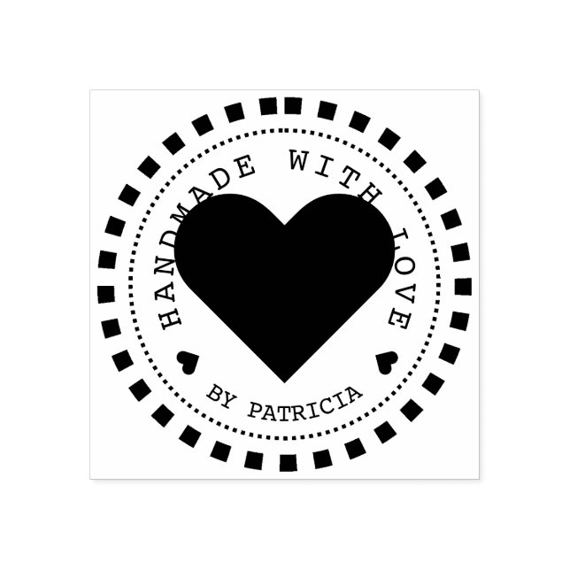 Personalized Heart Handmade With Love Name Rubber Stamp (Imprint)