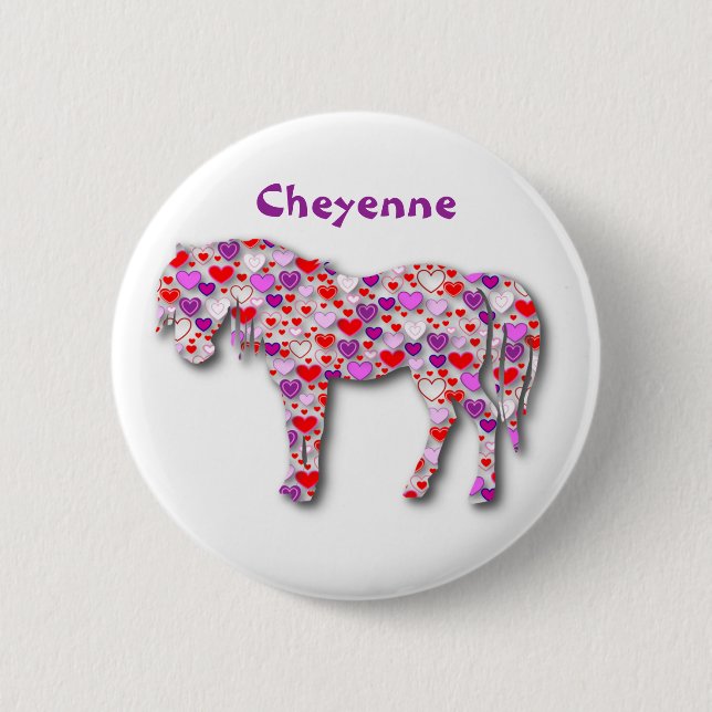 Personalized Heart Horse Pink - Button (Front)