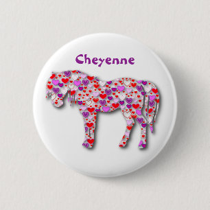 Personalized Heart Horse Pink - Button