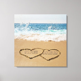 Personalized Heart In Sand Canvas Print