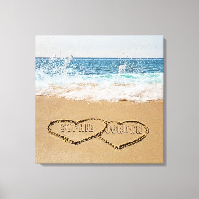 Personalized Heart In Sand Canvas Print (Front)
