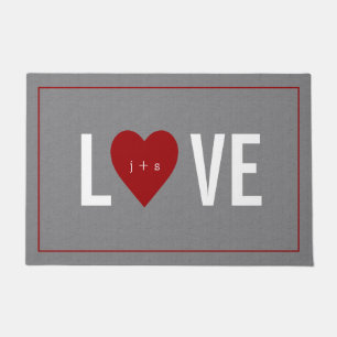 Personalized Heart Initial Grey Doormat