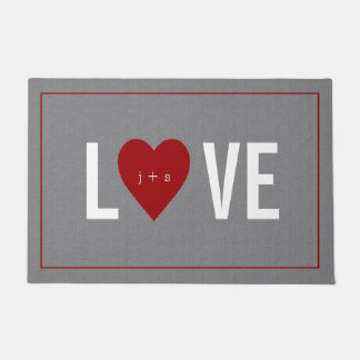 Personalized Heart Initial Grey Doormat