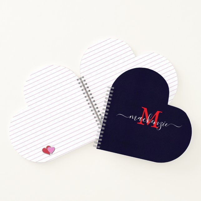Personalized Heart Initials Spiral Bound Journal (Inside)