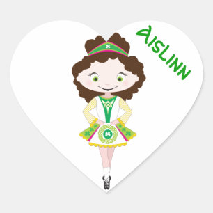 PERSONALIZED HEART irish dancer dancing brown hair Sticker