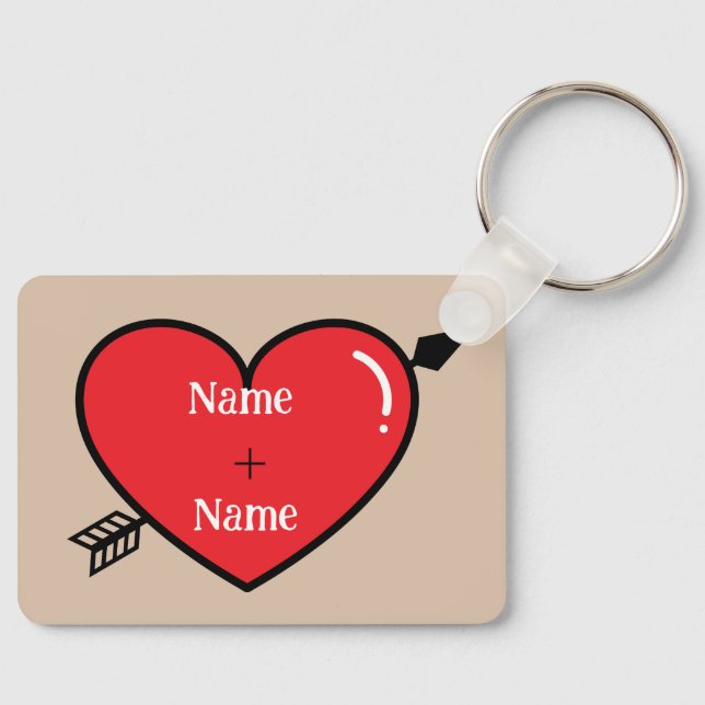 Personalized Heart Key Chain Two Names (Front)