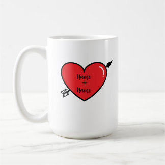 Personalized Heart Name Coffee Mug. Two Name Mug. Mug