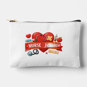 Personalized Heart Nurse Office sign Custom Accessory Pouch