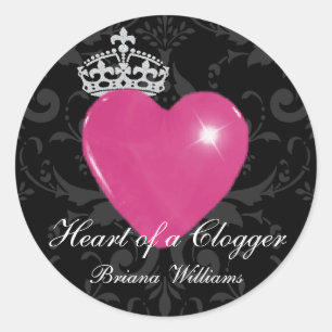 Personalized Heart of a Clogger Purple Heart Classic Round Sticker