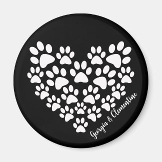 Personalized Heart Paw Prints Magnet