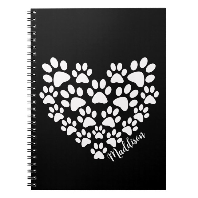 Personalized Heart Paw Prints Notebook (Front)