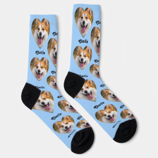 Personalized Heart Pet Photo Pattern with Name Socks