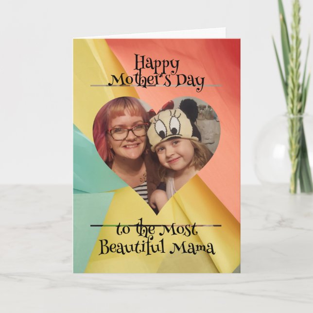 Personalized Heart Photo and Message for Mom Card (Front)