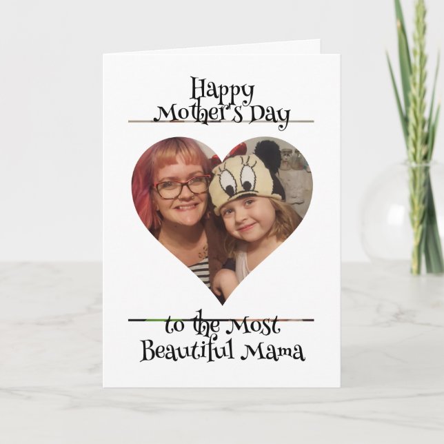 Personalized Heart Photo and Message for Mom Card (Front)
