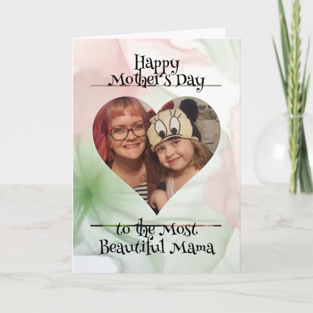 Personalized Heart Photo and Message for Mom Card (Front)