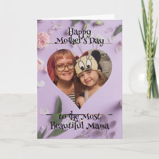 Personalized Heart Photo and Message for Mom Card (Front)