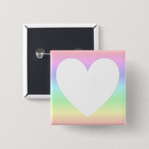 Personalized Heart Photo, Cute Pastel Rainbow 2 Inch Square Button